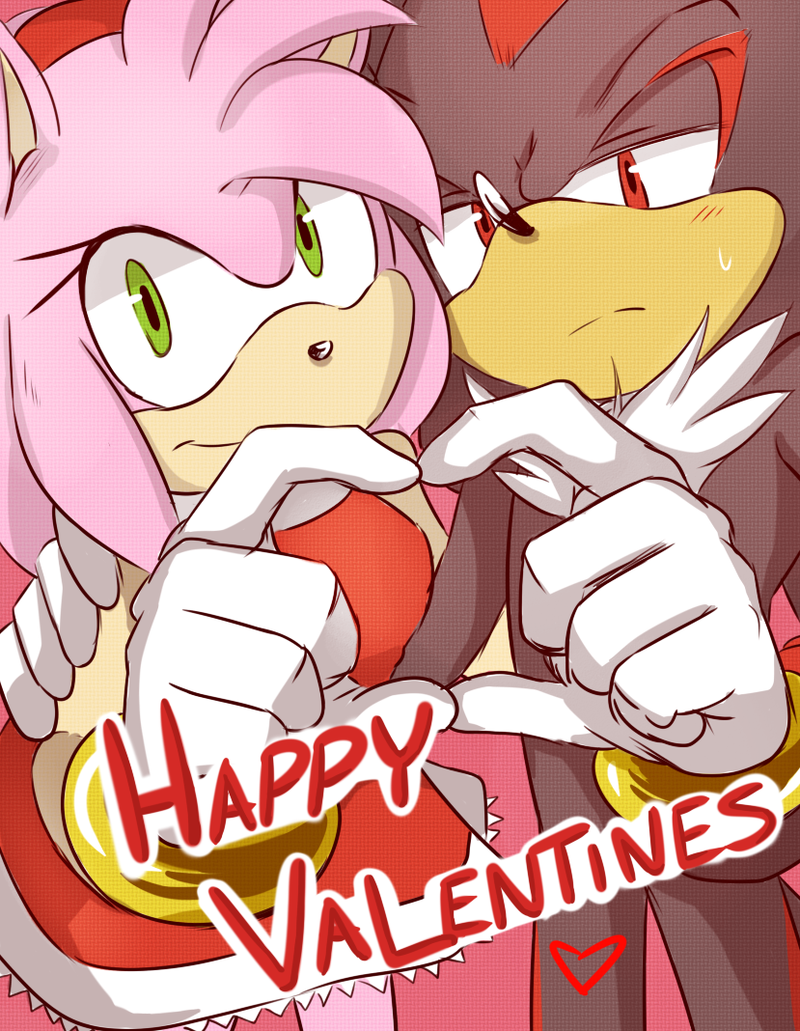 &lt;3 aimyneko amy_rose anthro clothing duo english_text female gloves hedgehog holidays male male/female mammal shadow_the_hedgehog sonic_(series) text valentine's_day video_games