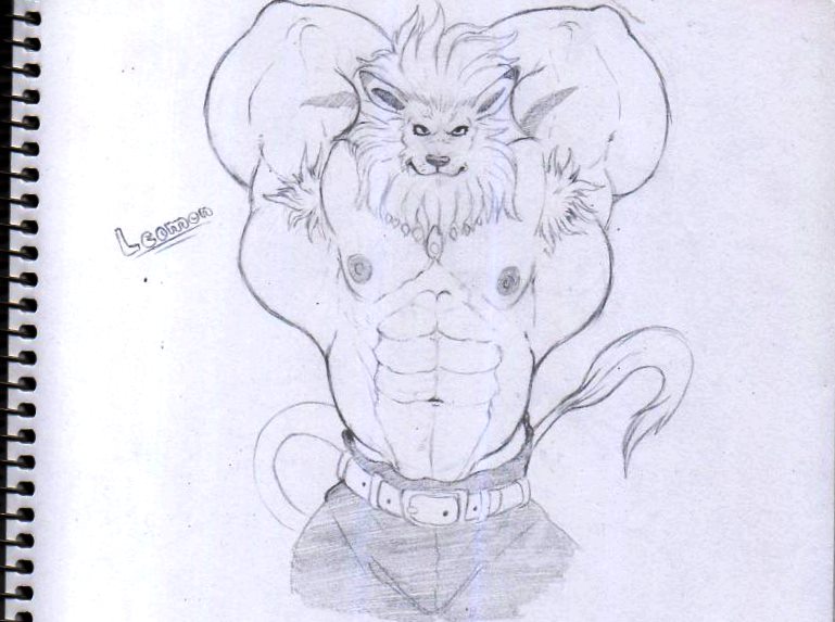 anthro digimon feline kosmonius leomon lion male mammal muscular solo