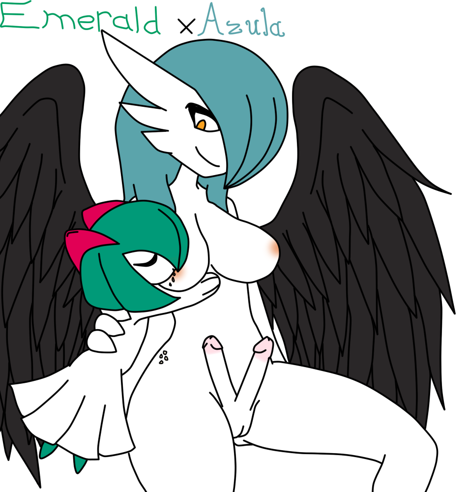 alpha_channel ambiguous_gender angel azula_voir&eacute;e black_wings blue_hair breast_suck breastfeeding breasts clothed clothing derpball duo erection feathered_wings feathers gardevoir green_hair hair herm herm/ambiguous humanoid intersex intersex/ambiguous kirlia milk multi_penis nintendo nipples nude orange_nipples penis pok&eacute;mon pok&eacute;mon_(species) pussy shiny_pok&eacute;mon simple_background sucking transparent_background video_games wings