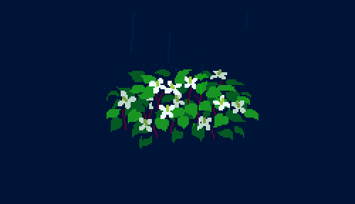 animated animated_gif flower grey_background leaf lowres no_humans original pixel_art plant rain simple_background solo toyoi_yuuta water white_flower