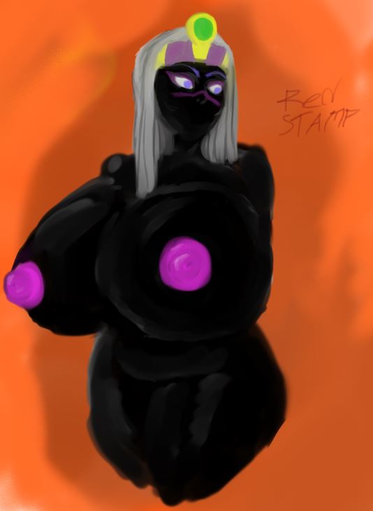 big_breasts black_skin breasts duck_dodgers female queen_tyr'ahnee redstamp_(artist) solo