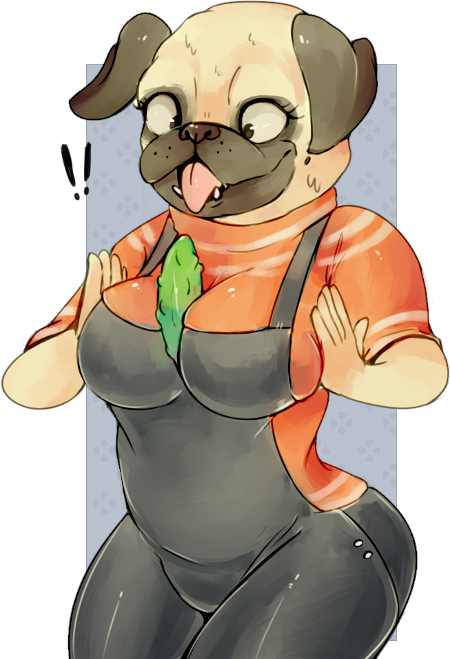 ! 2018 anthro bojack_horseman breast_squish breasts canine clothing digital_media_(artwork) dog female fur mammal pickle pickles_aplenty pkbunny pug tongue tongue_out