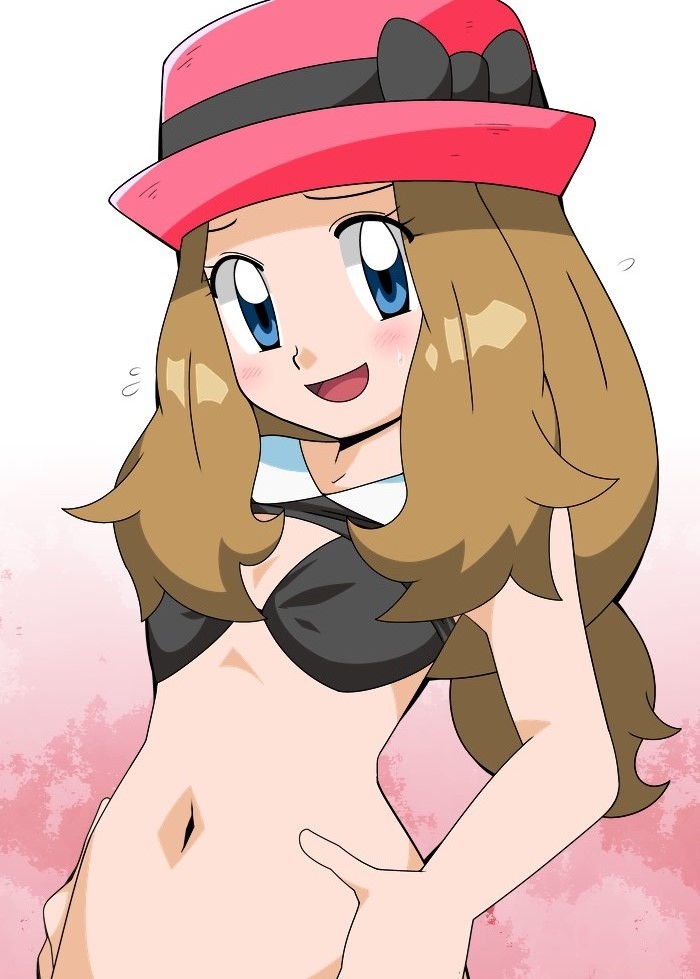 1girl bikini blonde_hair blue_eyes blush breasts cleavage creatures_(company) game_freak hainchu hat midriff navel nintendo pokemon pokemon_(anime) pokemon_(game) pokemon_xy pokemon_xy_(anime) serena_(pokemon) swimsuit tagme