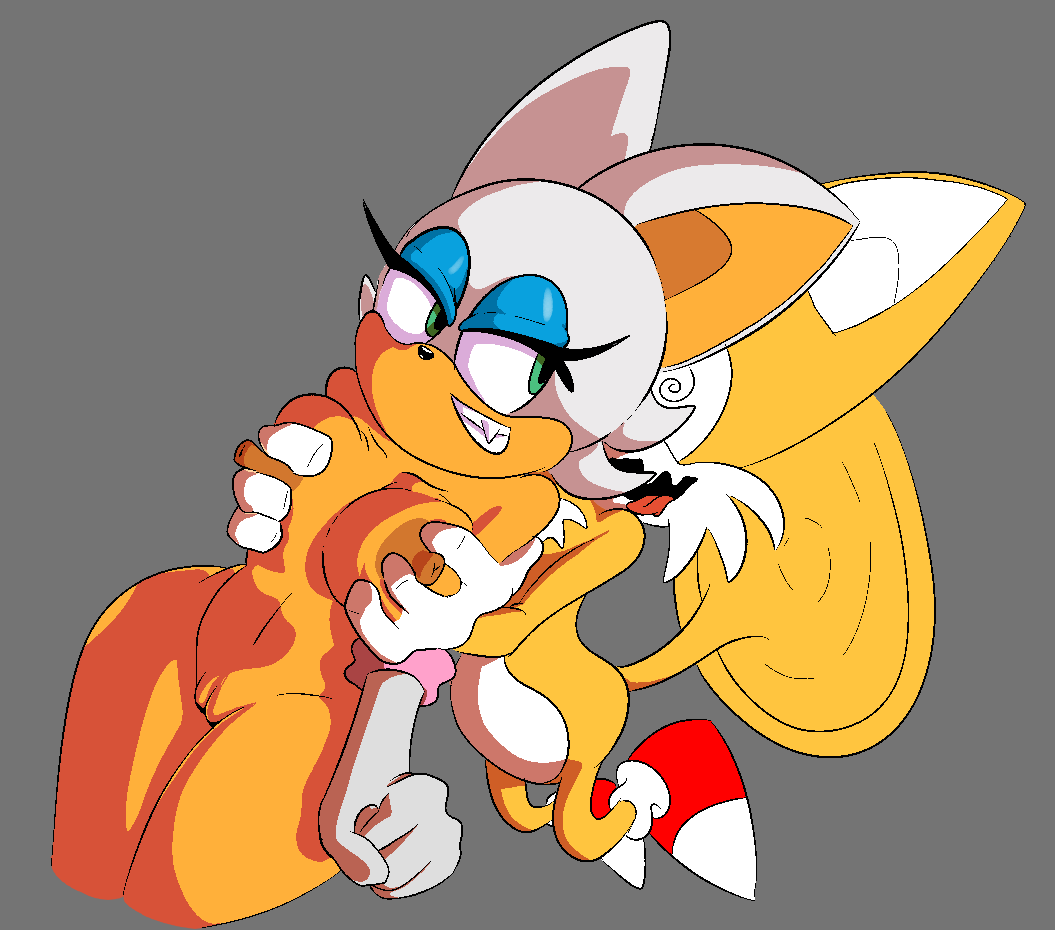 age_difference artfagget bat big_breasts breasts canine female fox grabbing huge_breasts male mammal miles_prower pussy rouge_the_bat sonic_(series) teeth thick_thighs wide_hips younger_male