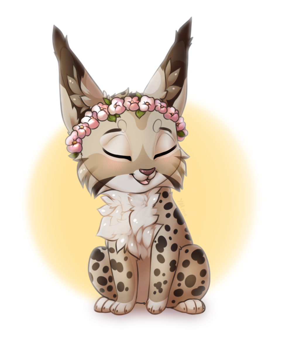 ambiguous_gender blush cute feline feral flower flower_crown lynx mammal plant sitting yana-r zaire_(nightdancer)