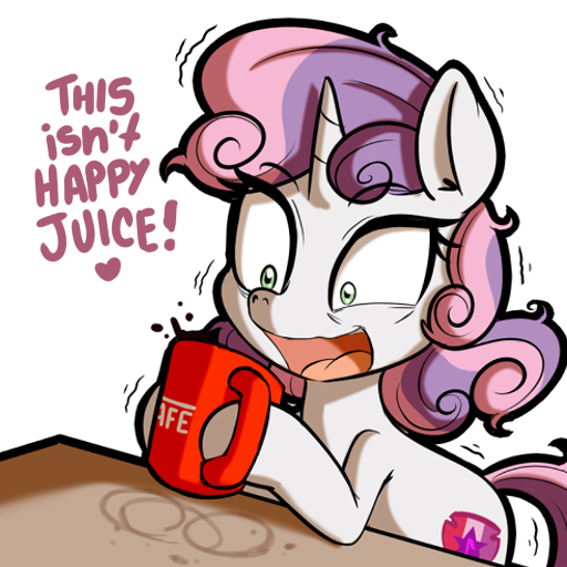 &lt;3 2018 alpha_channel anibaruthecat cup dialogue digital_media_(artwork) english_text equine female feral friendship_is_magic horn mammal my_little_pony open_mouth simple_background solo sweetie_belle_(mlp) text transparent_background unicorn