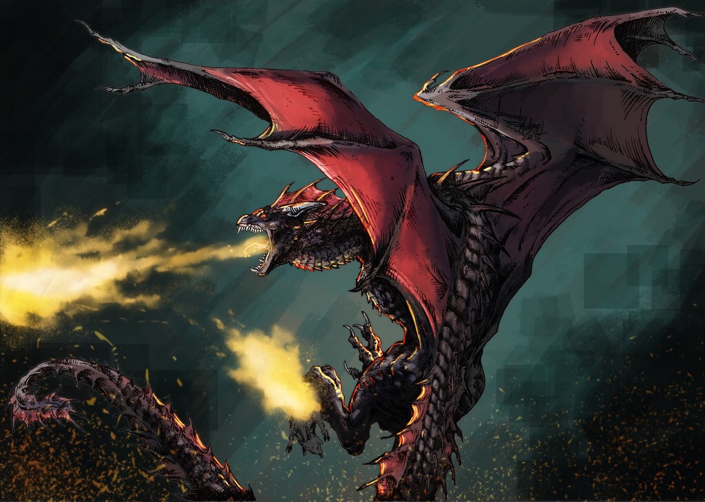 dragon drogon feradami feral fire flying game_of_thrones male red_eyes solo teeth wings