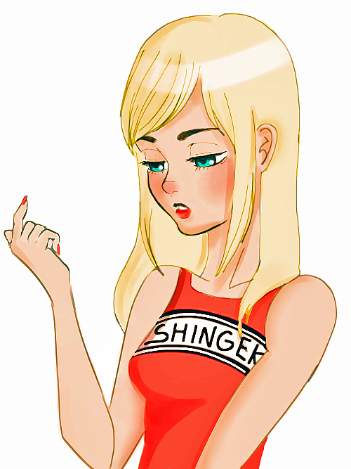 1girl blonde_hair character_request highschool lips nail_polish school shingeki_no_kyojin solo tagme
