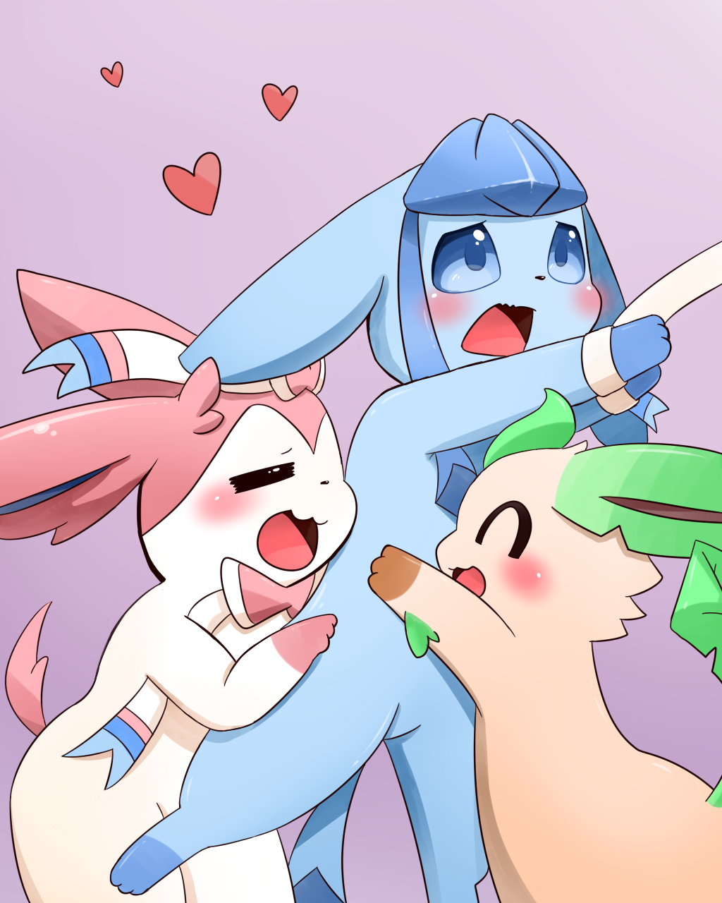 &lt;3 3_toes :3 ^_^ ambiguous_gender black_nose blue_fur blue_paws blush bound bow brown_paws cute ears_back ears_down eeveelution eyes_closed feral fur glaceon green_ears happy hug leafeon markings nintendo open_mouth pink_ears pink_fur pink_tail pok&eacute;mon pok&eacute;mon_(species) questionable_consent ribbons smile socks_(marking) spread_legs spreading sum sylveon tan_fur toes tongue video_games white_fur