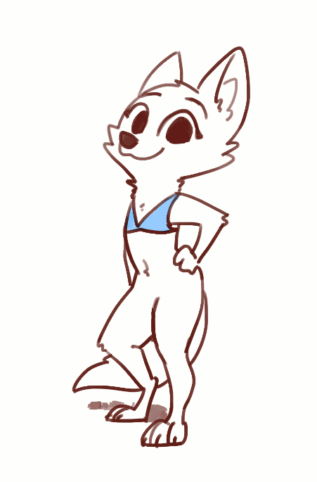 2018 animated anthro arctic_fox bottomless canine cheek_tuft clothed clothing dancing disney female flat_chested fox fuel_(artist) hands_on_hips looking_at_viewer mammal partially_colored simple_background skye_(zootopia) smile solo tuft white_background zootopia