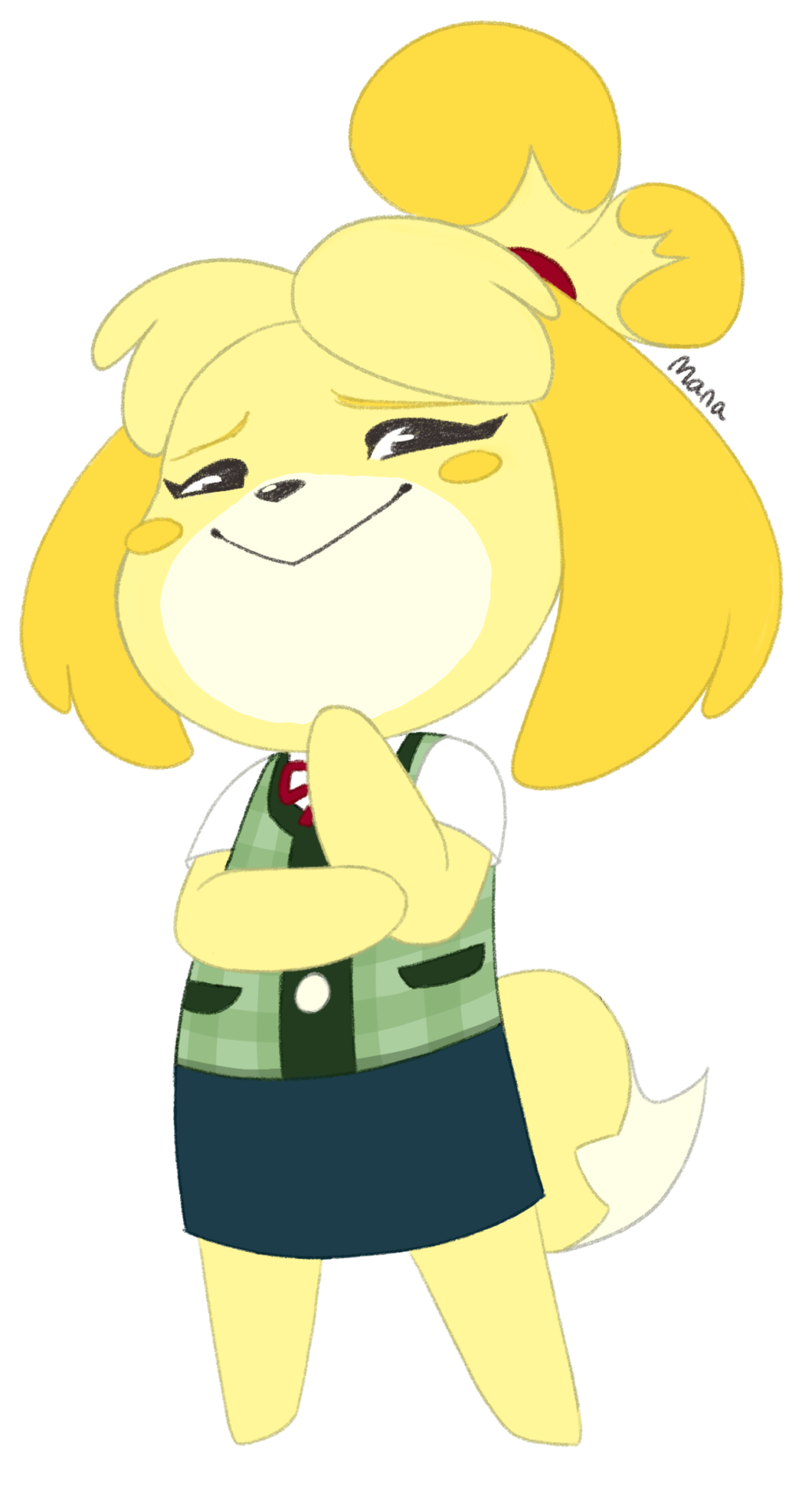 :&gt; alpha_channel animal_crossing anthro barefoot black_eyes canine clothed clothing dog eyelashes female floppy_ears fur hi_res isabelle_(animal_crossing) looking_at_viewer mammal managurk nintendo pose shih_tzu shirt simple_background skirt smile solo standing transparent_background video_games