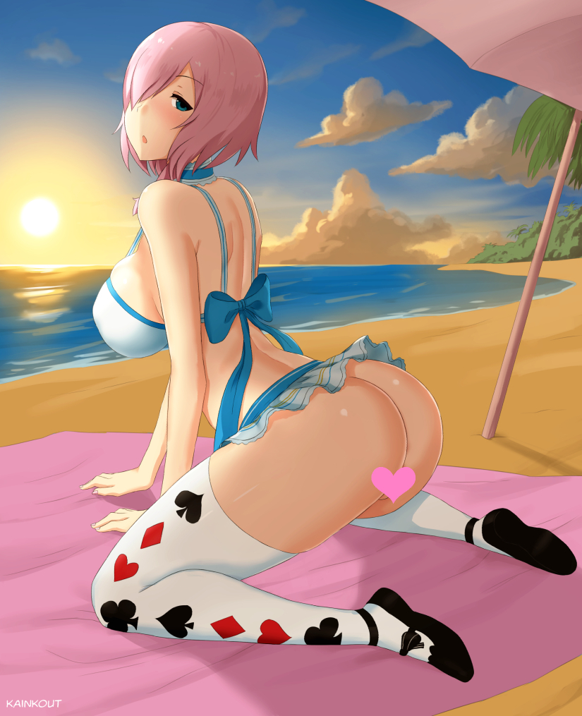1girl beach breasts dead_or_alive huge_breasts luna_(doa) ocean pink_hair