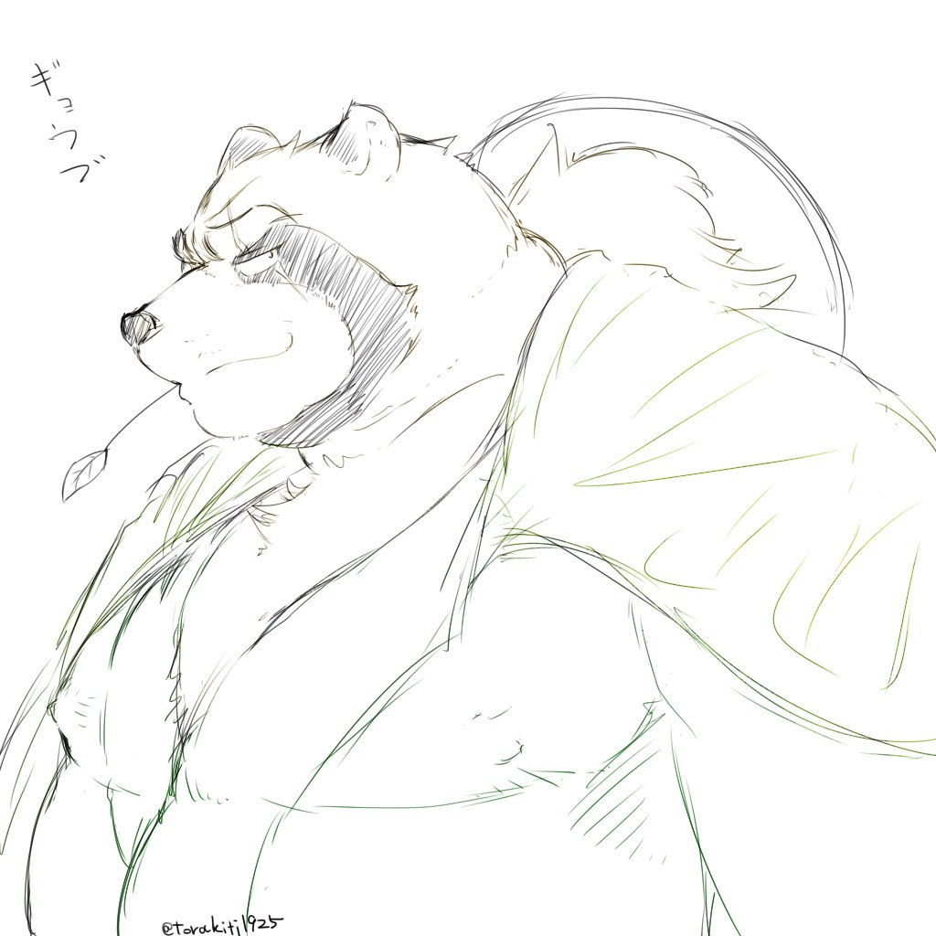 2018 anthro belly canine clothing gyobu hat japanese_text leaf male mammal overweight overweight_male robe scar solo tanuki text tokyo_afterschool_summoners torakiti1925