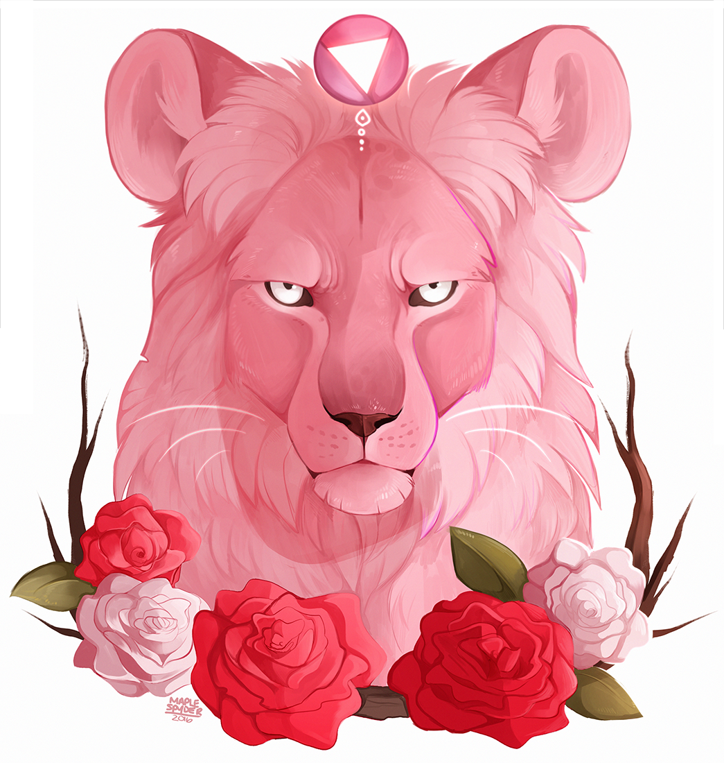 2016 digital_media_(artwork) feline feral fur lion looking_at_viewer mammal maplespyder pink_fur simple_background solo white_background white_eyes
