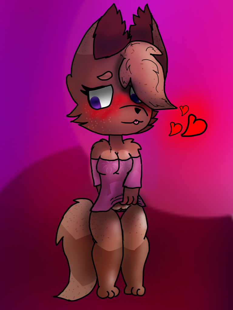 &lt;3 anthro bedroom_eyes blush bottomless clothed clothing evelyn female half-closed_eyes horny_(disambiguation) presenting presenting_pussy pussy seductive solo tongue