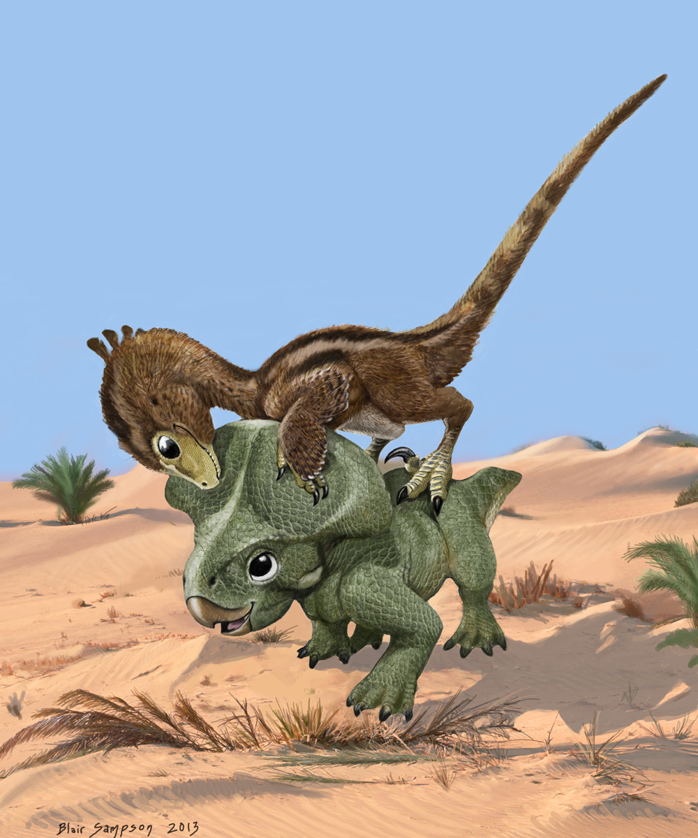 2013 3_fingers 3_toes 4_toes ambiguous_gender beak biped black_claws black_eyes bone_frill brown_beak brown_feathers brown_tail brown_wings ceratopsian claws crest cub cute desert detailed digital_media_(artwork) digital_painting_(artwork) dinosaur dunes duo eye_contact feathered_crest feathered_dinosaur feathered_wings feathers feral ferns frill green_scales green_tail hand_on_head head_frill lighting looking_at_another looking_down looking_up multicolored_feathers on_top on_top_of open_beak open_mouth open_smile outside predator/prey protoceratops psithyrus pubic_boot quadruped raptor raptor_claws riding sand scales shadow sharp_teeth signature sky smile snout standing tail_feathers talons tan_feathers teeth theropod toe_claws toes toothed_beak two_tone_wings white_feathers white_wings winged_arms wings yellow_beak young