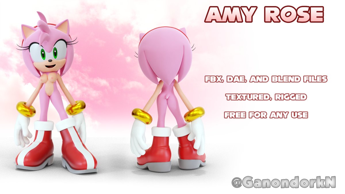 2018 3d_(artwork) 3d_model amy_rose anthro breasts clothed clothing digital_media_(artwork) eyelashes female footwear fur ganondork gloves hedgehog mammal nipples nude open_mouth partially_clothed pink_fur pussy shoes solo sonic_(series) text
