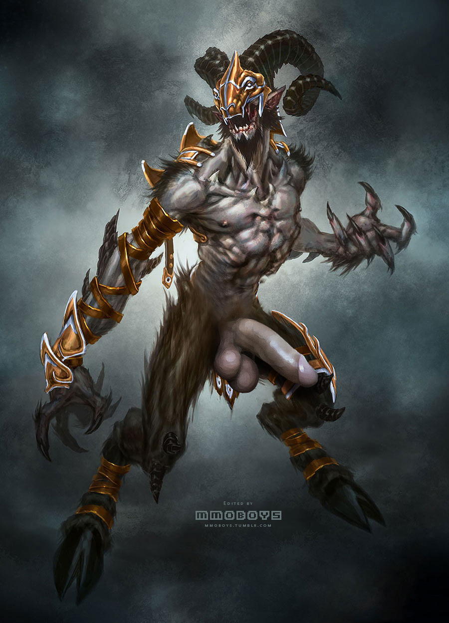 balls beard claws facial_hair god_of_war hooves horn humanoid_penis male mmoboys_(artist) nipples not_furry penis satyr solo video_games