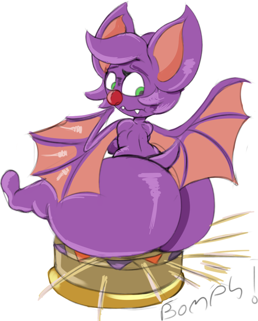 2018 anthro bat big_butt breasts butt digital_media_(artwork) featureless_feet female laylee mammal nude playtonic_games ponk short_stack simple_background video_games wings yooka-laylee