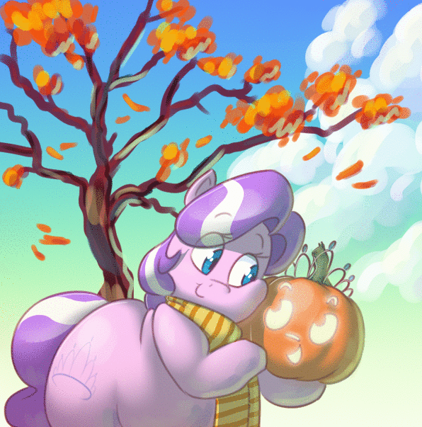 animated cheek_squish cloud crown detailed_background diamond_tiara_(mlp) earth_pony equine female feral food friendship_is_magic fruit hair halloween holding_object holidays horse jack-o'-lantern mammal mostly_nude multicolored_hair my_little_pony outside overweight pony pumpkin scarf secretgoombaman12345 slightly_chubby smile solo squishy_cheeks tree two_tone_hair