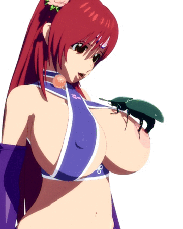 1girl animated animated_gif bestiality bouncing_breasts breasts bug cleavage huge_breasts insect interspecies kousaka_tamaki large_breasts lowres nipple_fuck nipple_penetration oppai red_hair sex to_heart_2 to_heart_2_dungeon_travelers tongue tongue_out