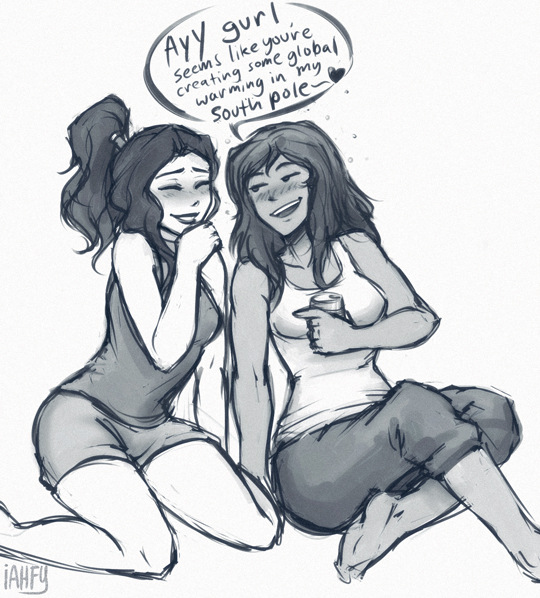 2girls asami_sato flirt iahfy korra legend_of_korra multiple_girls yuri