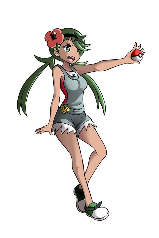 1girl arm_up bare_shoulders breasts collarbone creatures_(company) dark_skin female flower full_body game_freak green_eyes green_footwear green_hair green_hairband hair_flower hair_ornament hairband happy heel_up holding holding_poke_ball jpeg_artifacts long_hair mao_(pokemon) matching_hair/eyes medium_breasts nintendo open_mouth outstretched_arm overalls pink_flower pink_shirt poke_ball poke_ball_(generic) pokemon pokemon_(game) pokemon_sm shirt shoes simple_background smile solo standing teeth tied_hair twintails white_background zannatemx