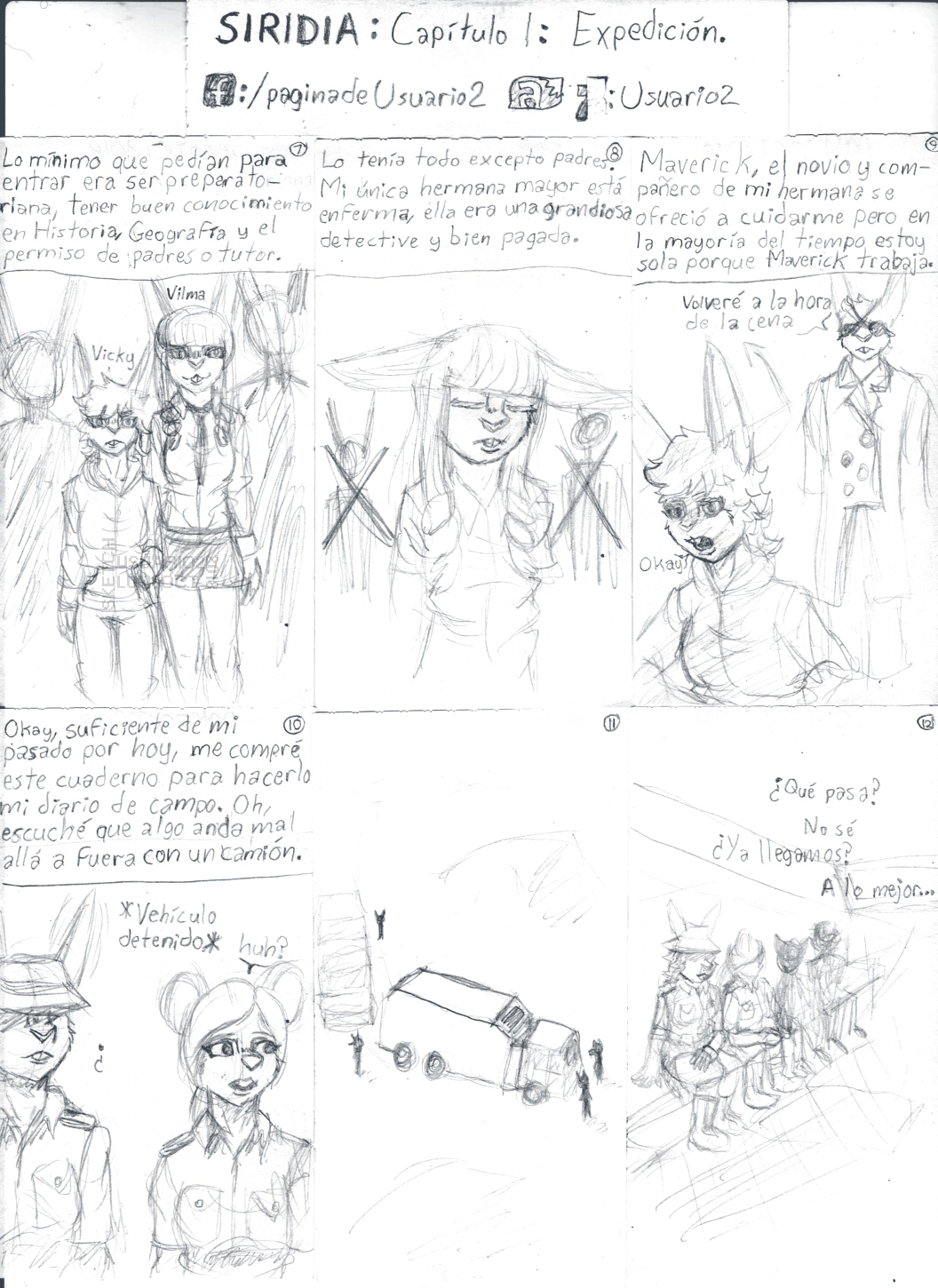 blind boyfriend clothed clothing daughter desert eye_patch eyes_closed eyewear father female gloves hat hoodie lagomorph larger_female male mammal monochrome mother mouse parent ponytail rabbit rodent sibling sister size_difference smaller_female spanish_text text traditional_media_(artwork) uniform usuario2_(artist) vehicle young