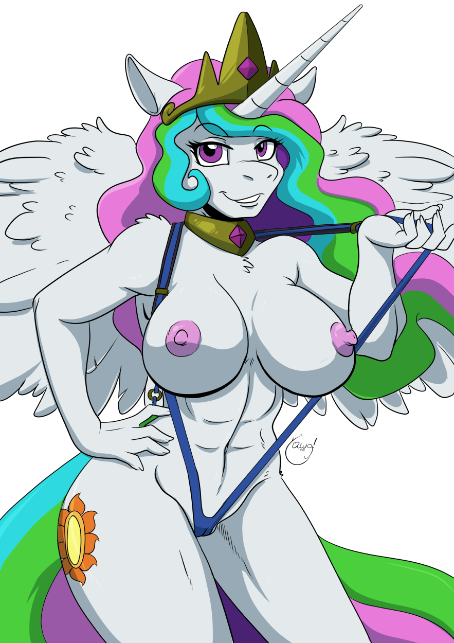 2018 abs alpha_channel anthro anthrofied big_breasts bikini breasts camel_toe clothing collar equine exposed_breasts feathered_wings feathers female friendship_is_magic hair hand_on_hip horn looking_at_viewer mammal multicolored_hair my_little_pony navel nipples portrait princess_celestia_(mlp) purple_eyes simple_background sling_bikini smile solo swimsuit three-quarter_portrait transparent_background winged_unicorn wings yawg