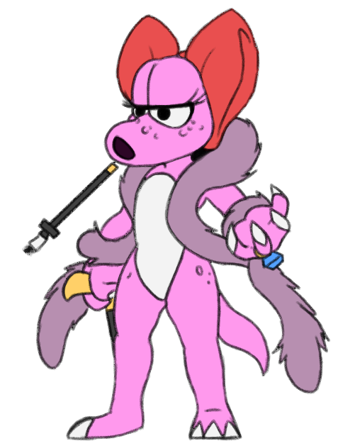 alpha_channel anthro birdo cigarette concept female flat_chested freckles mario_bros meatboom mostly_nude nintendo pipe ring simple_background solo sprite super_mario_bros_usa transparent_background video_games