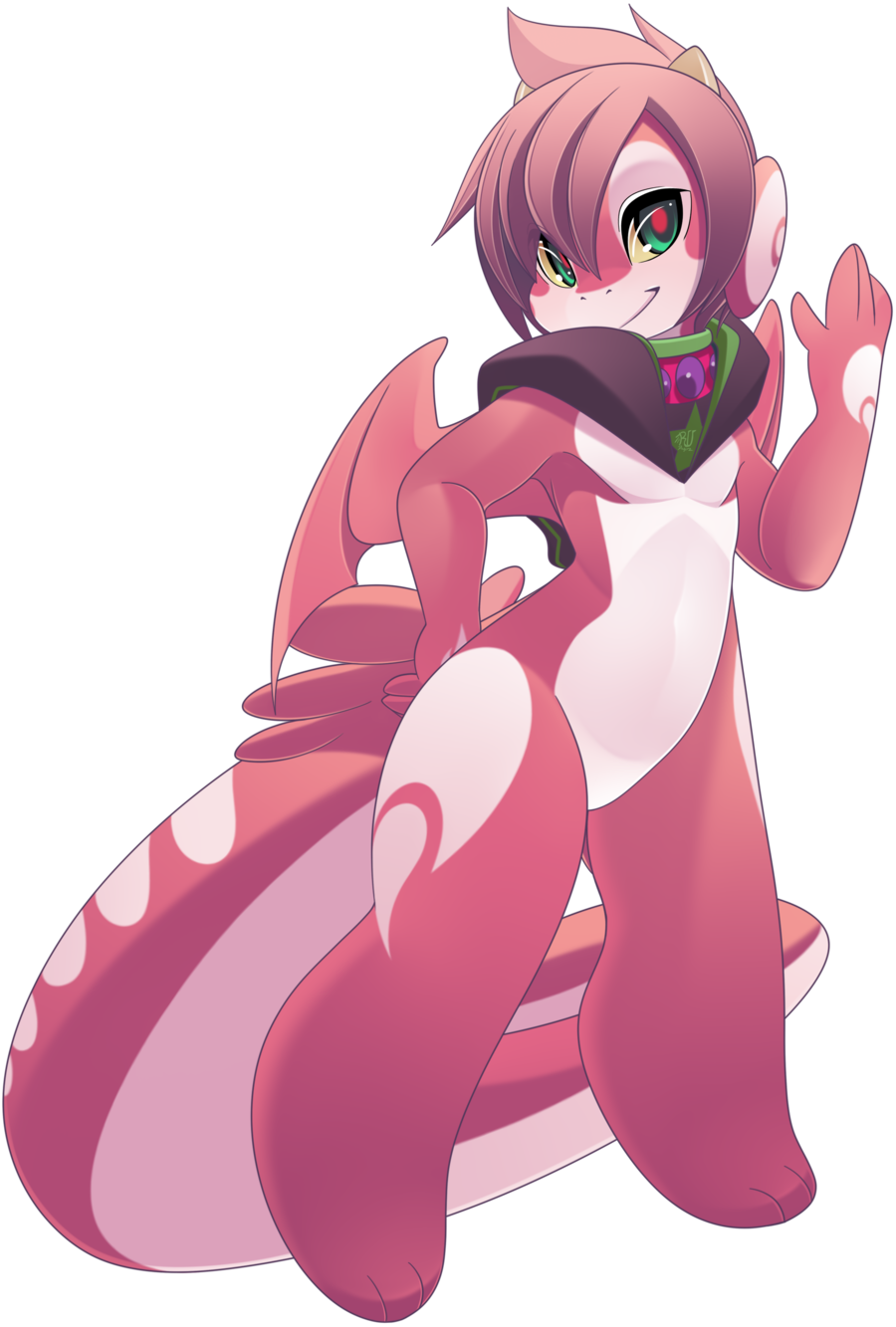 2018 alpha_channel anthro digital_media_(artwork) dragon green_eyes hair male membranous_wings phation red_hair red_skin simple_background smile solo standing transparent_background wide_hips wings