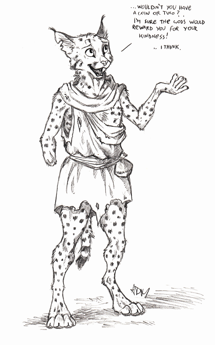0laffson 2017 4_toes 5_fingers anthro digitigrade english_text feline fur lynx male mammal open_mouth smile solo spots spotted_fur standing teeth text toes traditional_media_(artwork) young