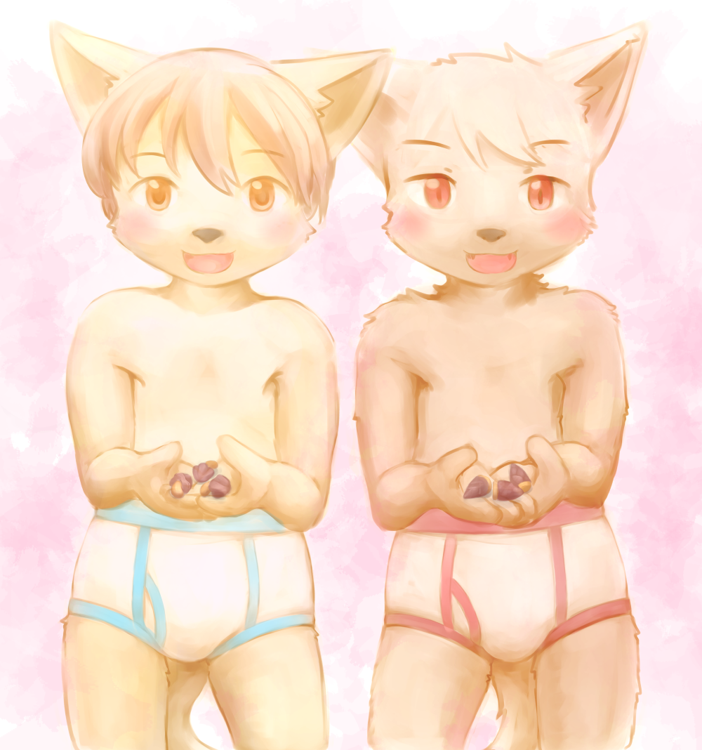 5_fingers anthro blush briefs canine child clothing cub dog duo male mammal navel sfh underwear young