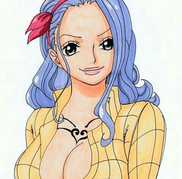 1girl blue_eyes blue_hair breasts breasts_outside female large_breasts navel nojiko one_eye_closed one_piece short_hair solo tattoo
