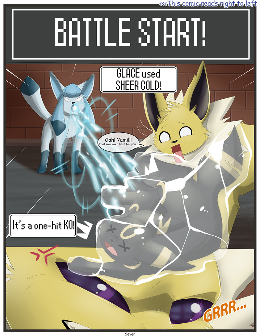 ... battle comic eeveelution english_text fainted glace glaceon jolteon knocked_out male nintendo pok&eacute;mon pok&eacute;mon_(species) text umbreon video_games watt xxgato yami