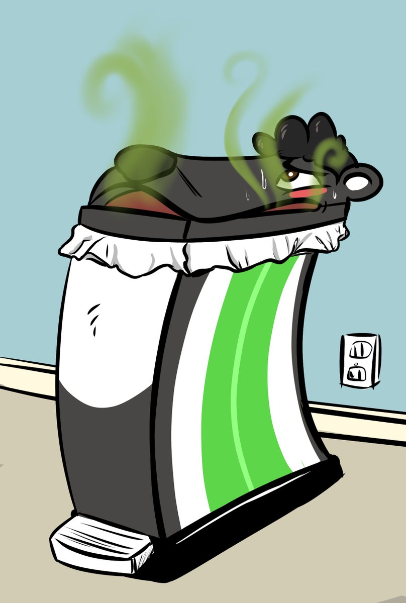 animate_inanimate blush inanimate_transformation mammal mephitid musk power_outlet skunk solo stripes- sweat transformation trash_can what why