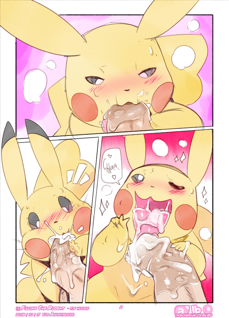 2018 blush comic cum cum_in_mouth cum_inside cum_on_hand cum_on_penis duo ejaculation erection female feral human insomniacovrlrd interspecies male mammal nintendo oral penis pikachu pok&eacute;mon pok&eacute;mon_(species) pok&eacute;philia rodent simple_background size_difference text tongue video_games white_background