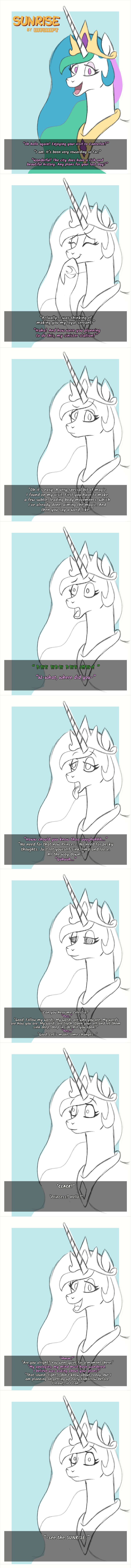 bitshift comic crown dialogue equine female friendship_is_magic horn hypnosis mammal mind_control my_little_pony open_mouth princess_celestia_(mlp) regalia tongue tongue_out winged_unicorn wings