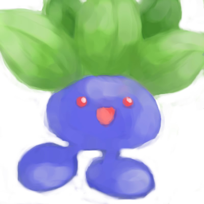ambiguous_gender nintendo oddish open_mouth pasaran pok&eacute;mon pok&eacute;mon_(species) red_eyes simple_background solo video_games white_background