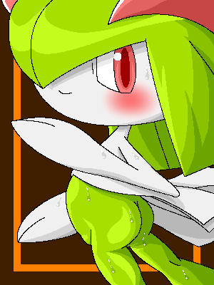 ambiguous_gender blush butt humanoid kirlia nintendo not_furry pasaran pok&eacute;mon pok&eacute;mon_(species) red_eyes solo sweat video_games