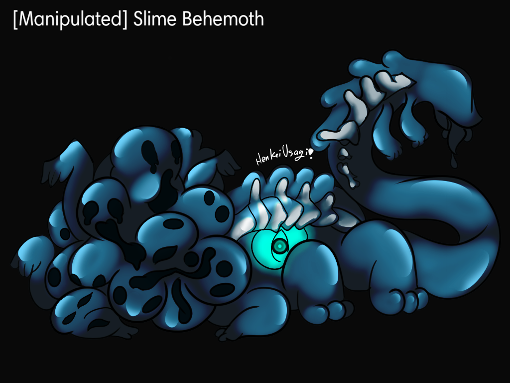 digital_media_(artwork) glowing goo_creature henkeiusagi hybrid looking_at_viewer nightmare_fuel not_furry simple_background slime translucent unknown_species what what_has_science_done why