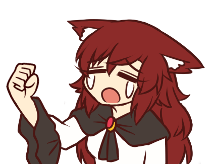 =_= brooch brown_hair clenched_hand commentary crying d: ears_down fist_shaking imaizumi_kagerou jewelry long_hair lowres open_mouth sad solo touhou transparent_background upper_body very_long_hair wool_(miwol)