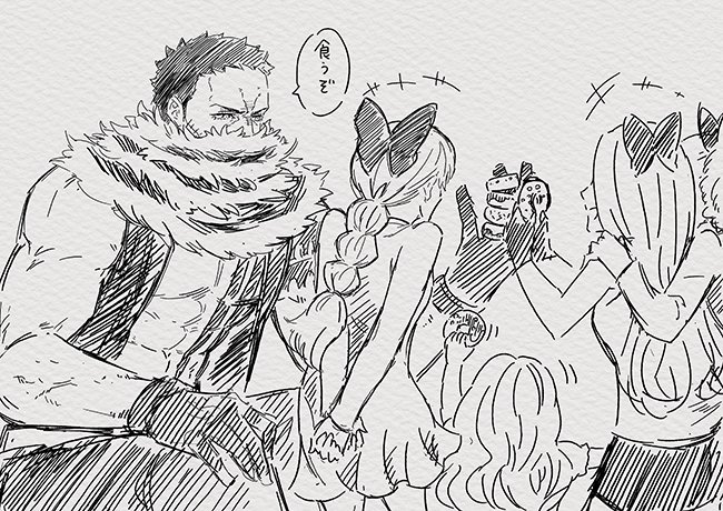 1boy 4girls age_difference brother_and_sister charlotte_katakuri multiple_girls one_piece siblings smile