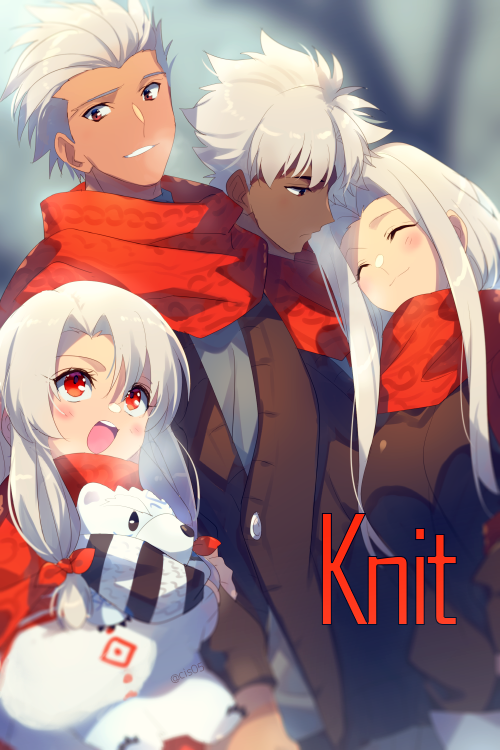 2boys 2girls archer_(fate) bear black_jacket breasts closed_eyes cub dark-skinned_female dark_skin echo_(circa) emiya_kiritsugu emiya_kiritsugu_(assassin) fate/grand_order fate_(series) grin irisviel_von_einzbern irisviel_von_einzbern_(caster) jacket large_breasts long_hair long_sleeves multiple_boys multiple_girls open_mouth parted_bangs polar_bear red_eyes red_scarf scarf short_hair sidelocks sitonai_(fate) small_breasts smile white_hair white_jacket