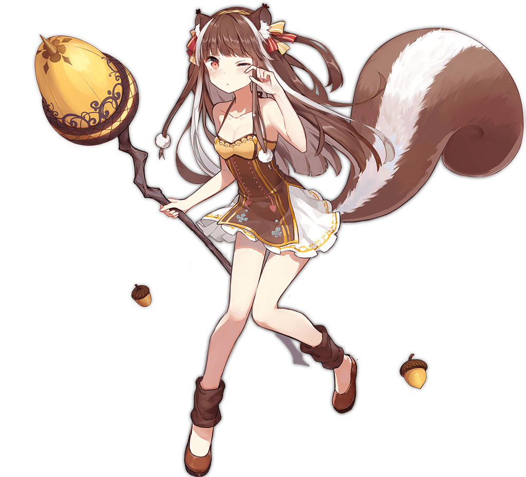 1girl acorn animal_ear_fluff animal_ears ark_order blush bow breasts brown_dress brown_eyes brown_footwear brown_hair closed_mouth dress flats full_body hair_bow hairband holding holding_staff leg_warmers long_hair looking_at_viewer official_art ratatoskr_(ark_order) red_bow rubbing_eyes sidelocks sleepy sleeveless sleeveless_dress small_breasts solo squirrel_ears squirrel_girl squirrel_tail staff tachi-e tail transparent_background two_side_up white_dress yellow_bow yellow_hairband yue_yue