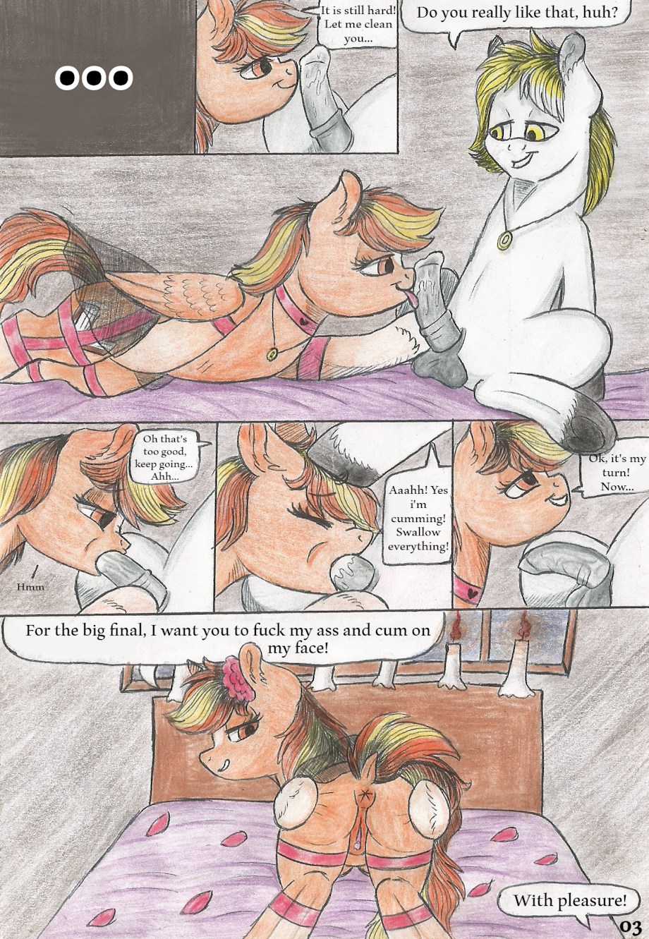 69bea 69beas breasts equine fan_character female feral horsepenis licking male mammal my_little_pony pussy tongue tongue_out traditional_media_(artwork) wings