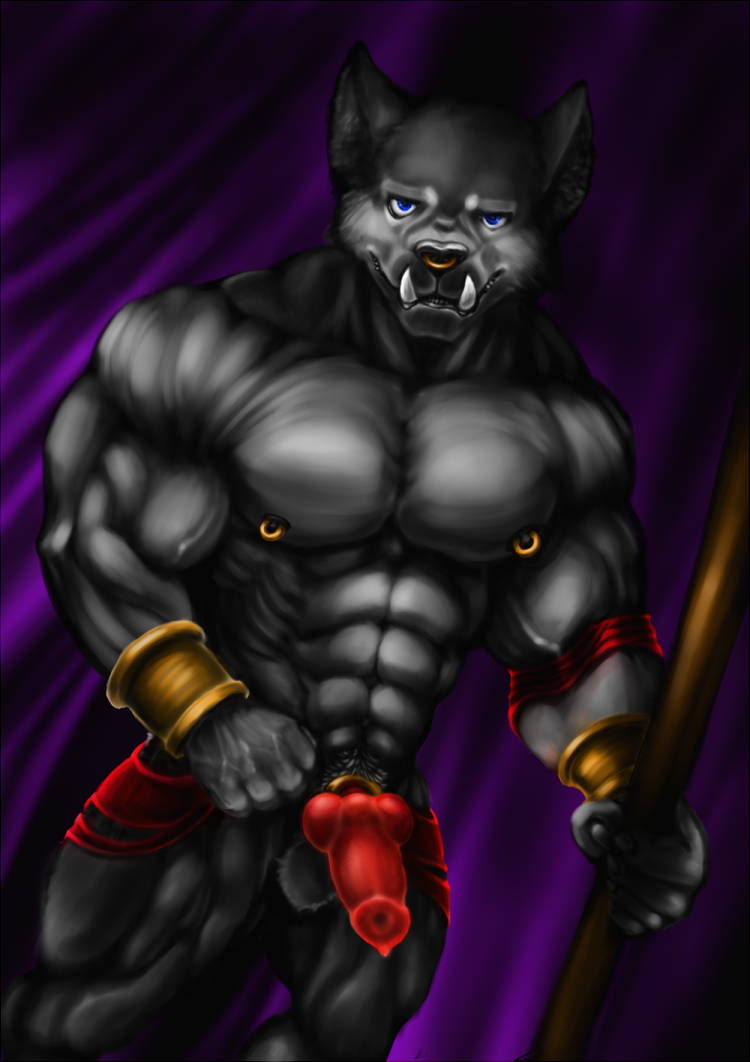 abs anthro balls canine dynathecat facial_piercing knot male mammal muscular nipple_piercing nipples nose_piercing nose_ring pecs piercing solo stripper wolf