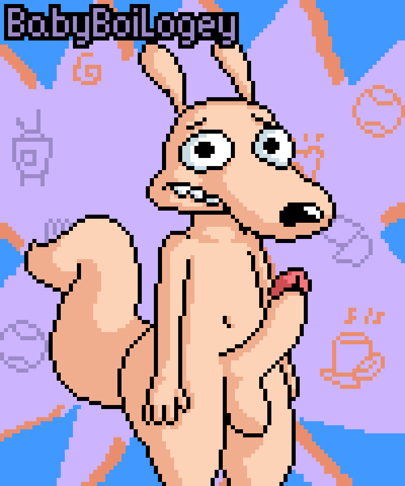 babyboilogey digital_media_(artwork) male mammal marsupial penis pixel_(artwork) rocko rocko's_modern_life wallaby