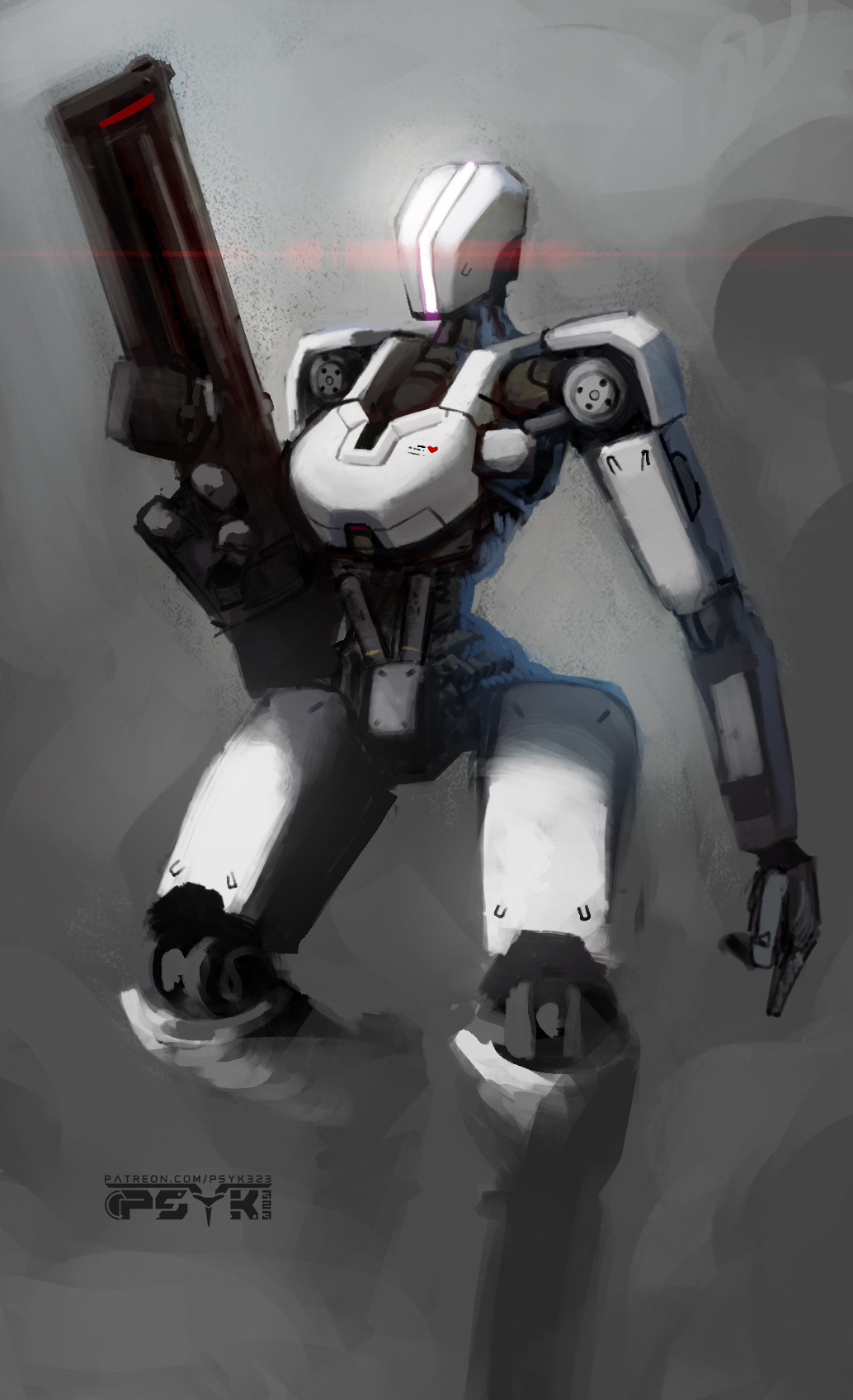 2018 armor black_body breastplate cheast_plate chest_plate digital_media_(artwork) featureless_face female gun helmet hourglass machine mec_(x-com) not_furry painted psyk232_(artist) ranged_weapon robot simple_background solo video_games weapon white_body wide_hips x-com