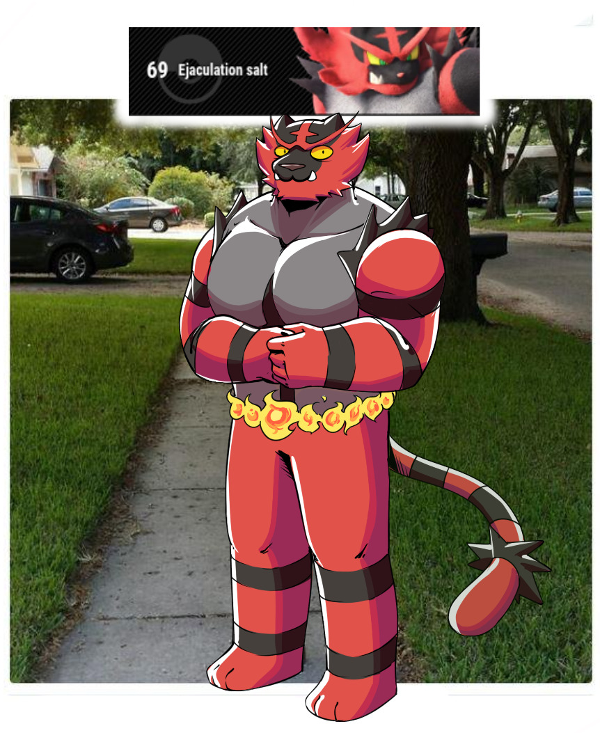2018 3_toes :3 anthro barazoku barefoot biceps border car daily-incineroar english_text fangs featureless_crotch feline fire fur grass hands_together humor incineroar looking_at_viewer male mammal manly meme muscular muscular_male nintendo nude outside outside_border parody pecs photo_background pok&eacute;mon pok&eacute;mon_(species) real sharp_teeth sidewalk smile solo standing suggestive super_smash_bros super_smash_bros._ultimate teeth text toes tree triceps vehicle video_games white_border yellow_eyes you_know_i_had_to_do_it_to_em
